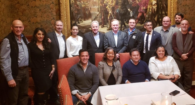 Pictured in the 'tableau' photo are (standing left to right) Jon Seavey, Gilbane Construction; Edith Yañez, MDCHCA; Russell Phillips, Cohn Reznick; Jessica Elias, Gilbane; Chris Kerns, Fort Myer Construction; Jim Christian, Consigli Construction; Billy Rocha, FH Paschen Construction; Luis Clavijo, First Citizens Bank; Stephen Courtien, Balt./Wash. Building Trades Unions, Mark Bellingham, Monarc Construction, (Seated l to r) Edwin Villegas, Winmar Construction; Tyra Redus, Skanska Construction; Carlos Perdomo, Keystone Plus Construction and Carolyn Ellison, Turner Construction.